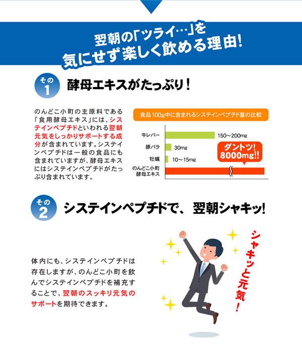 のんどこ小町 6個セット (全国一律送料無料) 栄養機能食品 システインペプチド 酵母エキス アミノ酸 マルチビタミン 葉酸 亜鉛 サプリメント 健康食品_2