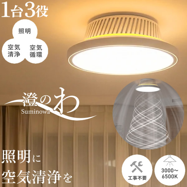 澄のわ Suminowa (送料無料) 照明 空気清浄 サーキュレーター すみのわ 空気循環 間接照明 天井 省エネ 冷房 暖房 クーラー 節電 工事不要