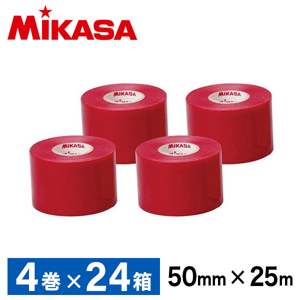 MIKASA LTV-5025 R ×24 ラインテープ ビニール レッド 50mm幅×25m×4巻×24の通販は