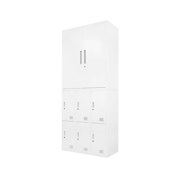 【法人限定】FH-R6-2-W-WH Netforce ホワイト FACILE [書庫 2台セット 両開き書庫 6人用ロッカー 鍵付き スチール製] メーカー直送