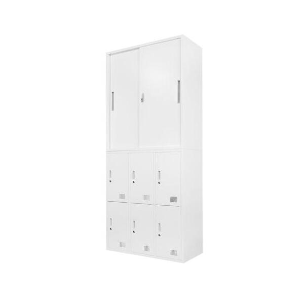 【法人限定】FH-H6-2-W-WH Netforce ホワイト FACILE [書庫 2台セット 引き違い書庫 6人用ロッカー 鍵付き スチール製] メーカー直送