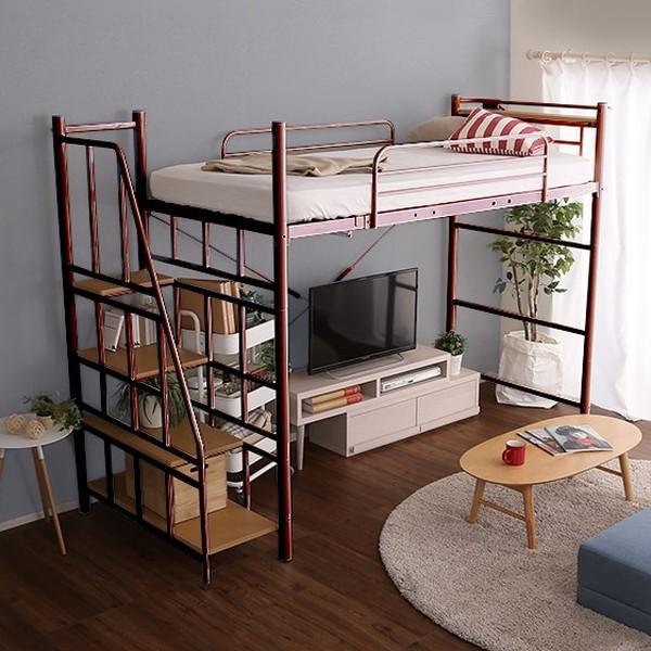 階段付き ロフトベット HT70-95R-BR　ブラウン 階段付き ロフトベット RESIDENCE-レジデンス-HT70-95-BR ブラウン