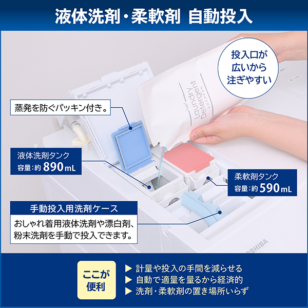 TW-127XP4L(W) 東芝 グランホワイト ZABOON [ドラム式洗濯乾燥機 (洗濯機12kg/乾燥機7kg) 左開き]_9