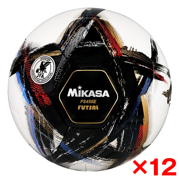 【12個セット】FS450E-BK MIKASA OrgestA フットサルボール 検定球 4号球 手縫い ブラック