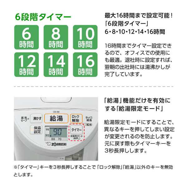 象印 CD-SE50 ホワイトグレー [マイコン沸とう電動ポット（5L）]【あす