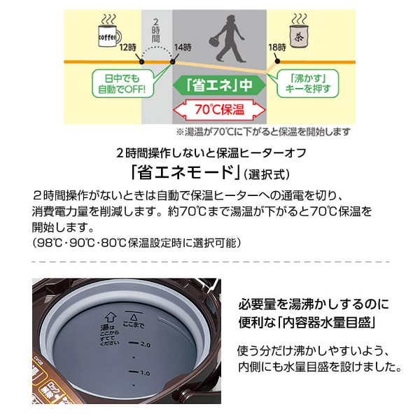 象印 CV-GB30-TA ブラウン 電気まほうびん マイコン沸とう電気ポット 3.0L 転倒湯もれ防止 メーカー保証対応 初期不良対応_3