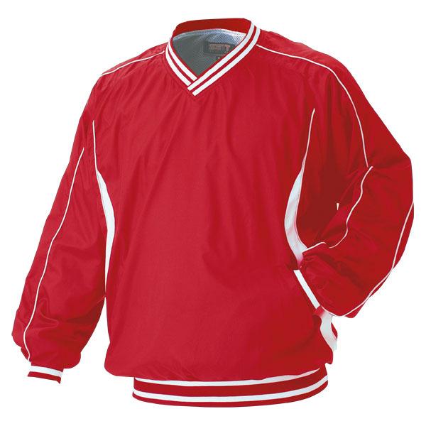 ゼット 野球ウエア 長袖Vネックジャンパー レッド×ホワイト 2XO BOV300 6411 ZETT