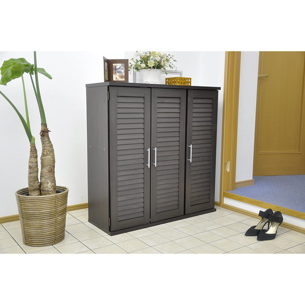 通気性抜群！ルーバー式シューズボックス【幅90cm】（下駄箱・玄関収納