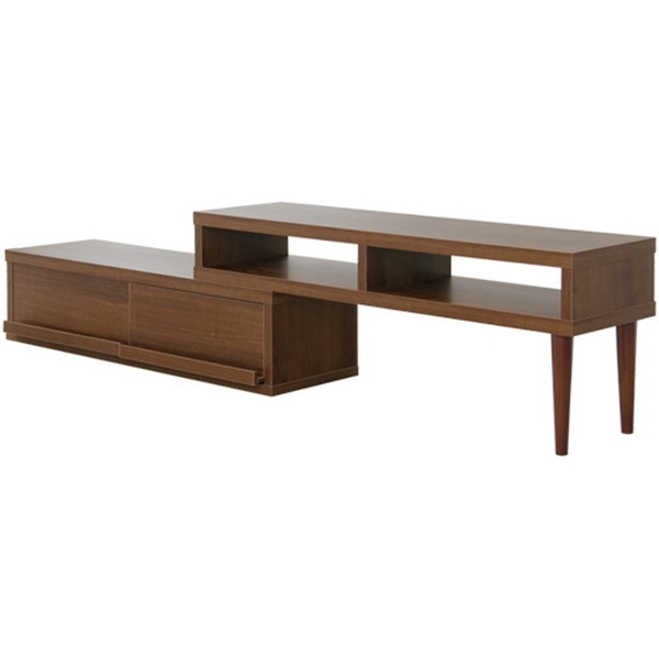 ER-120EX ウォールナット 完成品伸縮式テレビ台【アール-EARL】(コーナーTV台・ローボード・リビング収納) ホームテイスト メーカー直送の通販は