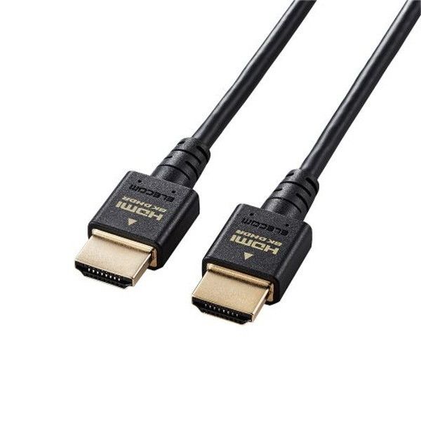 CAC-HD21ES20BK HDMI ケーブル HDMI2.1 ウルトラハイスピード スリム 8K4K対応 2m ブラック ELECOM メーカー直送の通販は