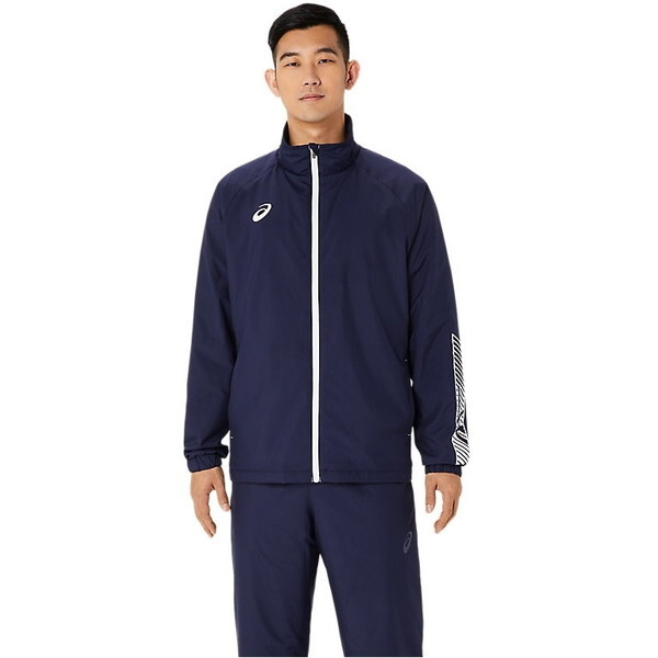 アシックス 裏トリコットウインドブレーカージャケット（ミッドナイト×ブリリアントホワイト・サイズ：L） 2031E745-400-L返品種別A 裏トリコットウインドブレーカージャケット ミッドナイト×ブリリアント