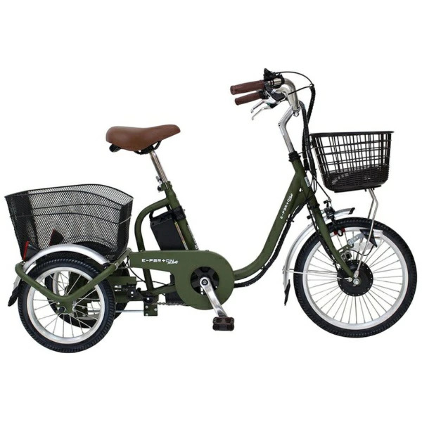 E-PARTON PLUS ノーパンク ロータイプ電動アシスト三輪自転車 ミムゴ マットカーキ メーカー直送