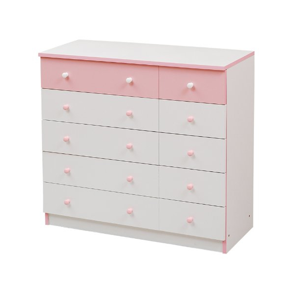 JKプラン FR-013-WHPK カジュアルチェスト 5段ワイドチェスト ホワイト&ピンク メーカー直送の通販は