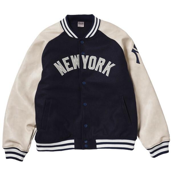 MLB STANDARDLOGO PU MELTON JKT NYヤンキース NAVY L サイズ ML2325FW02 fanatics ジャケット
