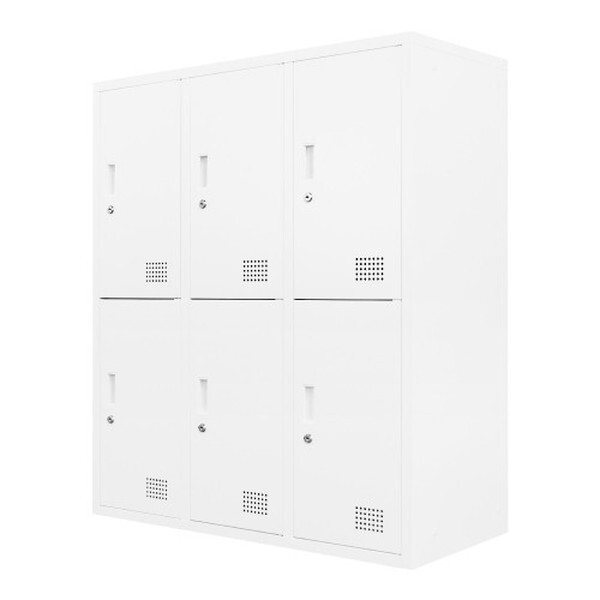 【法人限定】 FH-6-2-W-WH Netforce ホワイト [シューズロッカー 3列2段 6人用 鍵付き スチール製 (幅900mm)] メーカー直送