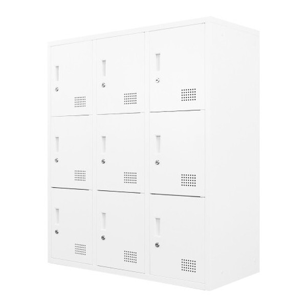 【法人限定】 FH-9-2-W-WH Netforce ホワイト [シューズロッカー 3列3段 9人用 鍵付き スチール製 (幅900mm)] メーカー直送