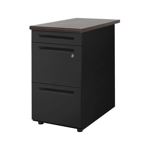 【法人限定】 LD-WD3B-W-BK-DBR Netforce 天板ダークブラウン 本体ブラック [3段脇机] メーカー直送