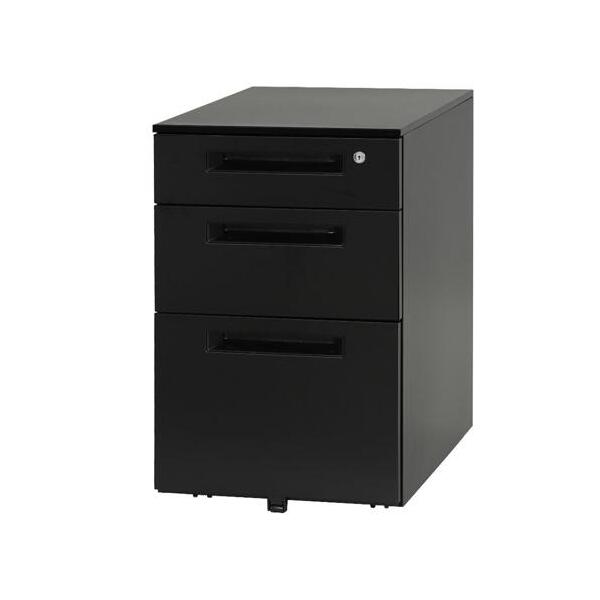 【法人限定】 LSW-S3-W-BK Netforce ブラック [スチールワゴン3段 シリンダー錠] メーカー直送