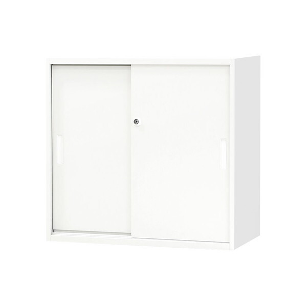 【法人限定】 EA-8040-2H2-W-WH Netforce ホワイト [引戸書庫 2段 スチール (幅800×奥行400×高さ750mm)] メーカー直送