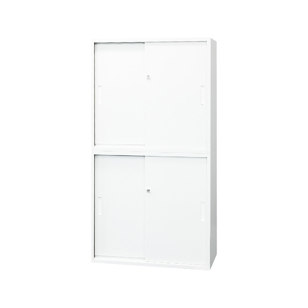 【法人限定】 EA-8040-2H22H2-W-WH Netforce ホワイト Easembly (イーセンブリー) [引戸書庫 2台セット 2段 スチール書庫 幅800×奥行400] メーカー直送 25,433円