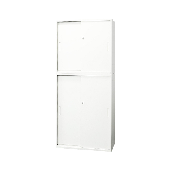 【法人限定】 EA-8040-2H23H2-W-WH Netforce ホワイト Easembly (イーセンブリー) [引戸書庫 2台セット 2段/3段 スチール書庫 幅800×奥行400] メーカー直送