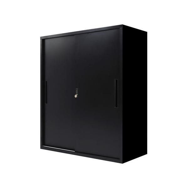 【法人限定】 FHD-H-W-BK Netforce ブラック FACILE (ファシル) [引き違い書庫 ダイヤル錠 幅900×奥行400mm] メーカー直送