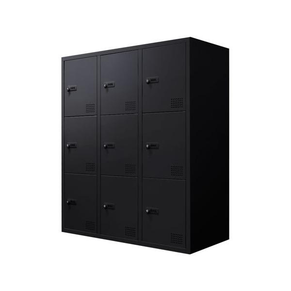 【法人限定】 FHD-9-W-BK Netforce ブラック FACILE (ファシル) [9人用ロッカー ダイヤル錠 幅900×奥行400mm] メーカー直送