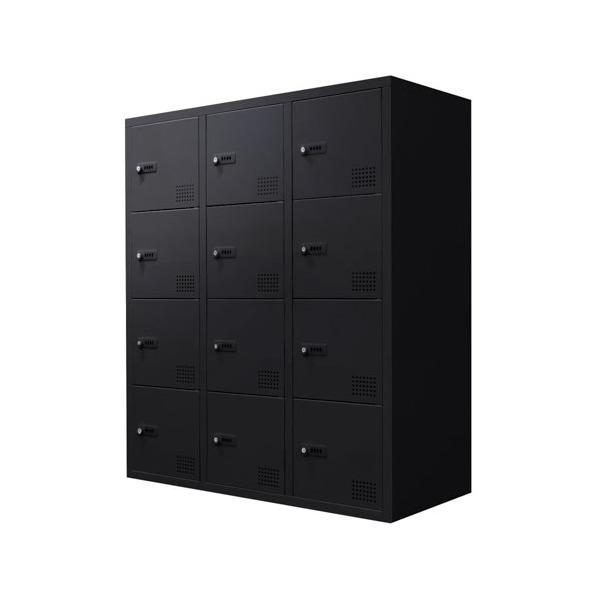 【法人限定】 FHD-12-W-BK Netforce ブラック FACILE (ファシル) [12人用ロッカー ダイヤル錠 幅900×奥行400mm] メーカー直送