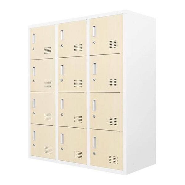 【法人限定】 FH-12-C-W-NA Netforce ナチュラル ファシル [シューズロッカー 12人用 木目 (幅900mm)] メーカー直送