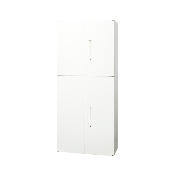 【法人限定】 EA-8040-2R3R-W-WH Netforce ホワイト Easembly (イーセンブリー) [両開き書庫 2台セット 2段/3段 スチール書庫 幅800×奥行400] メーカー直送