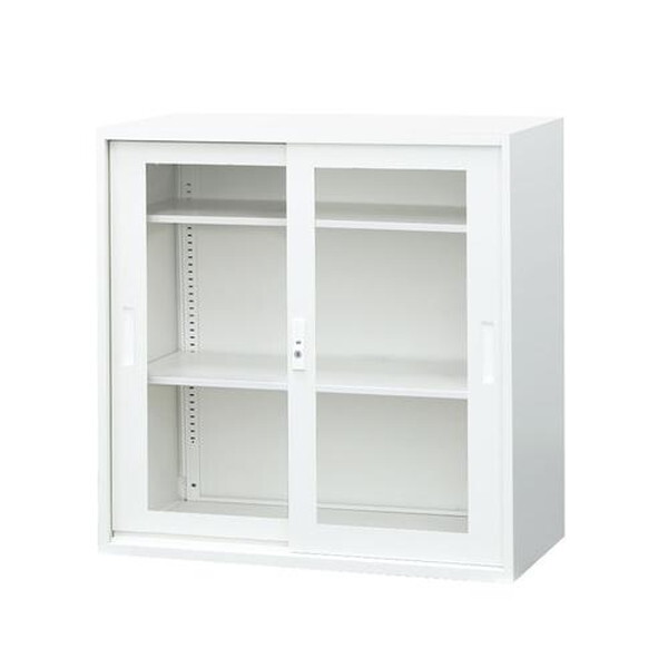 【法人限定】 EA-8840-3HA-W-WH Netforce ホワイト [引戸書庫 3段 アクリル扉 (幅880×奥行400mm)] メーカー直送
