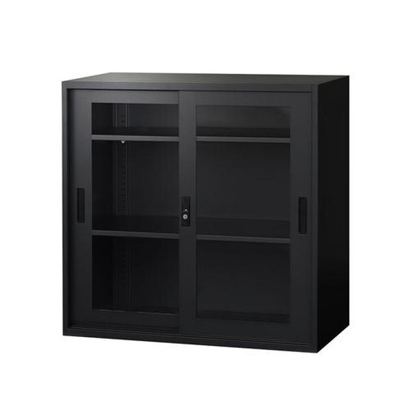 【法人限定】 EA-8840-3HA-W-BK Netforce ブラック [引戸書庫 3段 アクリル扉 (幅880×奥行400mm)] メーカー直送 14,867円