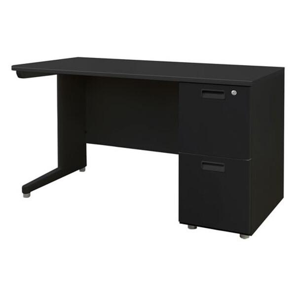 【法人限定】 LKD-126B-W-BKBK-2 Netforce 天板ブラック 袖箱ブラック ナッツ [片袖机 (2段 幅1200mm)] メーカー直送