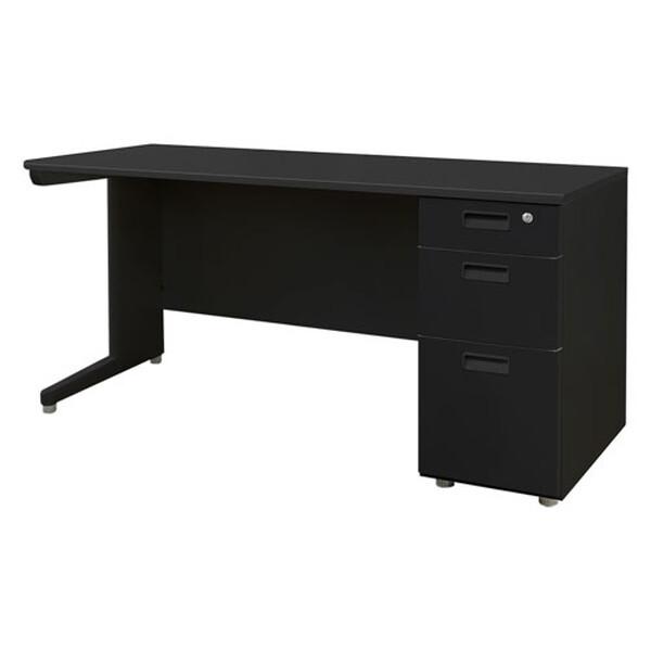 【法人限定】 LKD-146B-W-BKBK-3 Netforce 天板ブラック 袖箱ブラック ナッツ [片袖机 (3段 幅1400mm)] メーカー直送