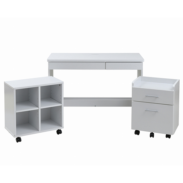 SGT-0126-WH デスク シンプル 3点セット 収納 チェスト ラック 幅100 奥行45 ホワイト ナチュラル ダークブラウン JKプラン メーカー直送の通販は