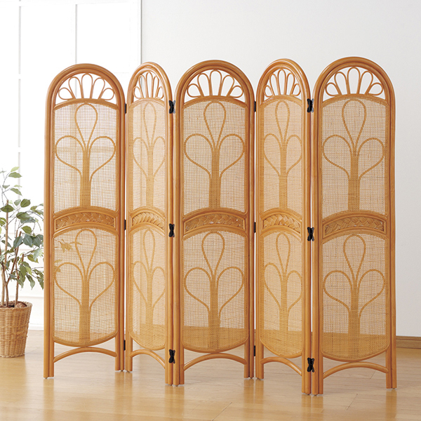 天然籐スクリーン 5連(03641) ファミリー・ライフ メーカー直送