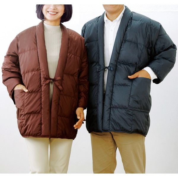 あったか羽毛半天 紳士用 ネイビー (0393010) ファミリー・ライフ メーカー直送の通販は 6,235円