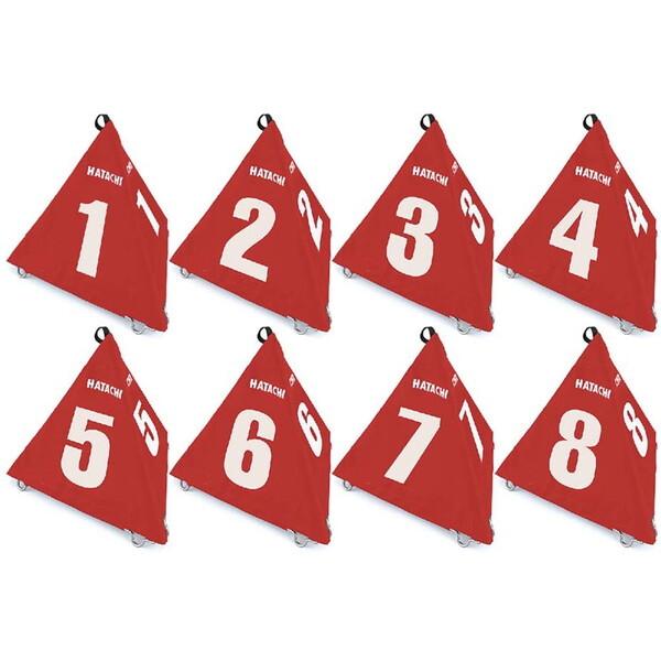 ハタチ グラウンドゴルフ BH4210S 62 ホール表示板 BIGさんかく表示板 8ホールセット(収納袋付き) レッド 羽立工業