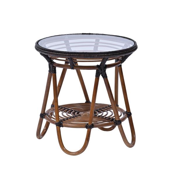 T177KA ラタン手編み ガラステーブル ダークブラウン WAHOO シリーズ サンフラワーラタン メーカー直送の通販は 13,500円