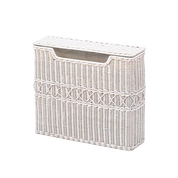 GK846WW ホワイトラタン トイレットペーパー収納バスケット ホワイトウォッシュ fiore Piu Carina サンフラワーラタン メーカー直送の通販は