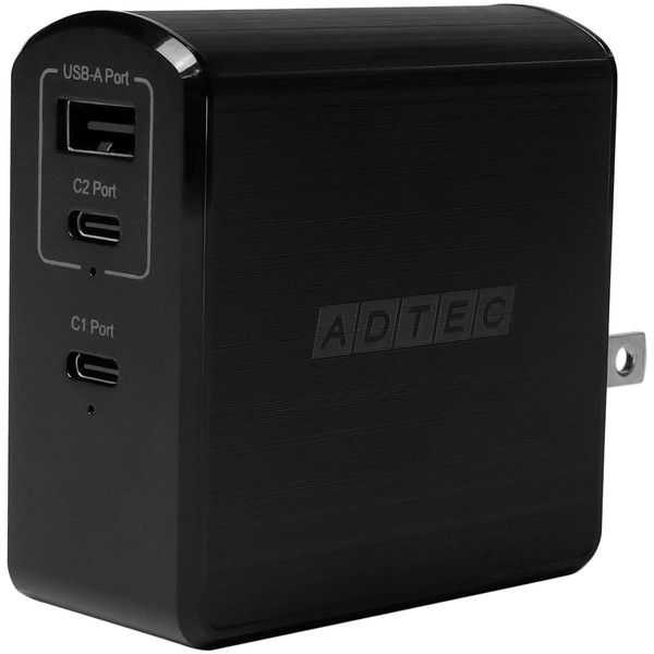 ADTEC APD-A105AC2-BK ブラック [PowerDelivery対応 GaN AC充電器/105W/USB Type-A 1ポート Type-C 2ポート]の通販は