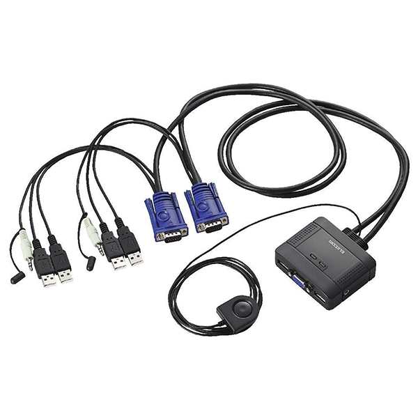 【2/23ポイントUP】ELECOM KVM-KUS [CPU切替器(2台用) USBマウス キーボード アナログモニタ スピーカー対応]の通販は