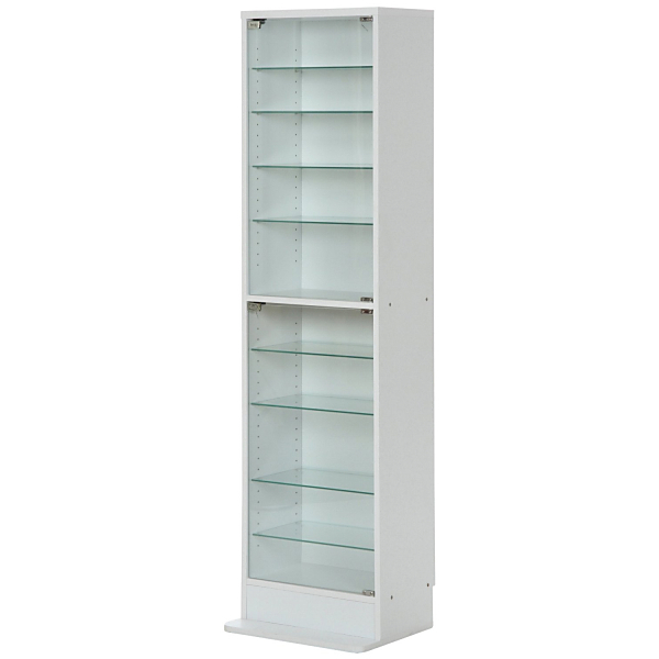 不二貿易 96073 ガラスコレクションケース ハイタイプ 浅型 WH ホワイトの通販は