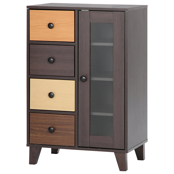 不二貿易 96300 ウッドグラデーション キャビネット 引出4杯