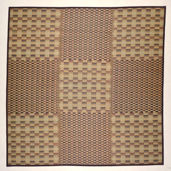 81948413 涼しさを感じられる和風な市松柄のい草引っ敷き キハチ 240×240 赤銅色 萩原 製造会社直送