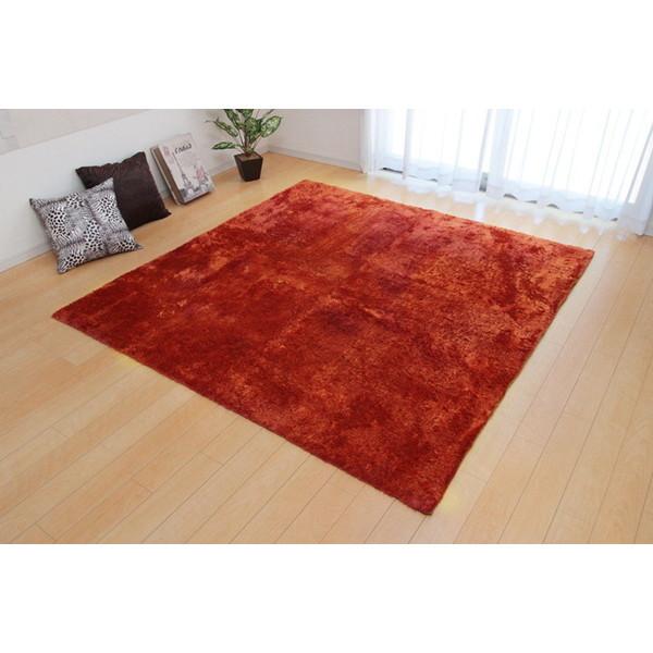 イケヒコ・コーポレーション 3959219 ラグ カーペット 2畳 シャギー調 ラルジュ オレンジ 約185×185cmの通販は