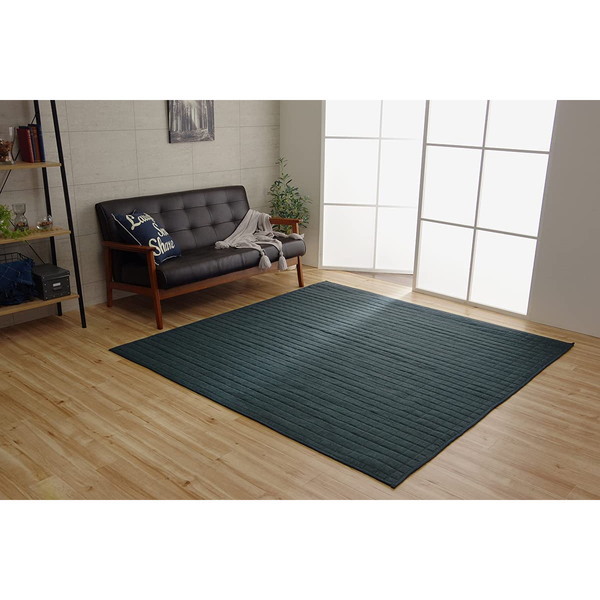 イケヒコ・コーポレーション 1291300195501 ラグ カーペット 2畳 洗える 無地 コルム ネイビー 185×185cm メーカー直送