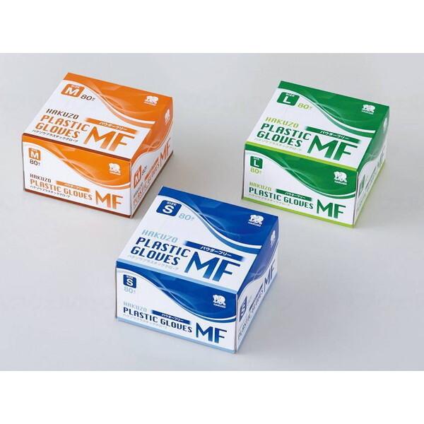 【2/23ポイントUP】ハクゾウ プラスチックグローブMF パウダーフリー80枚 L ハクゾウメディカル 3024113 メーカー直送の通販は