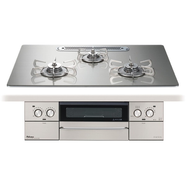 PD-893WT-U75GH-13A シャインシルバー FACEIS GRAND パロマ [ビルトインガスコンロ (都市ガス用・3口・左右強火タイプ・幅75cm)]