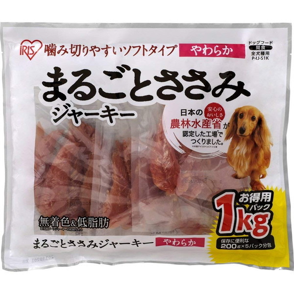 まるごとささみジャーキー やわらか 1ｋｇ×10袋 アイリスオーヤマ アイリスオーヤマ P-IJ-S1K まるごとささみジャーキーソフト 1kg